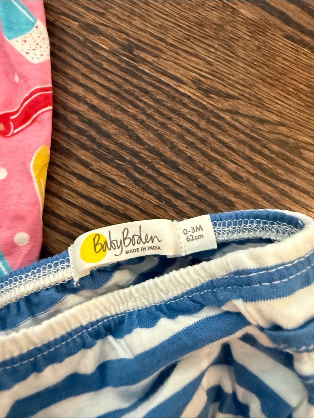 Baby Boden Pink & Blue Ice Cream Print Dress with Striped Bloomers - Picture 4 of 5